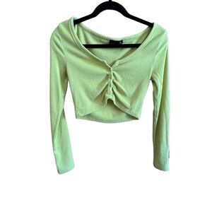Out from Under Bright Lime Green Cropped Long sleeve top M